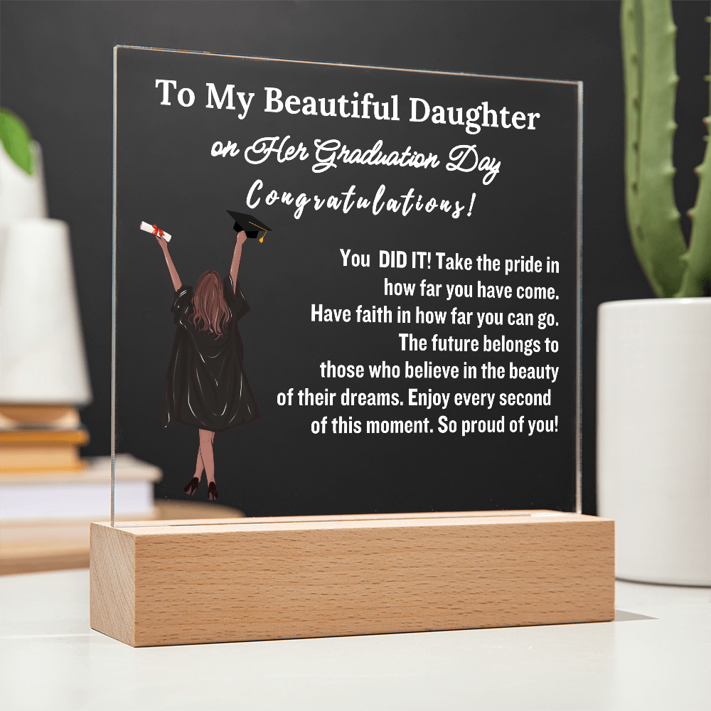 To My Daughter From Dad | Congratulations on Your Graduation | Graduation Gift | Acrylic Lamp