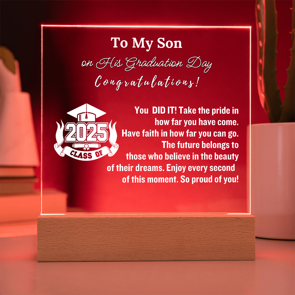 To My Son Congratulations on Your Graduation | Graduation Gift | Acrylic Lamp