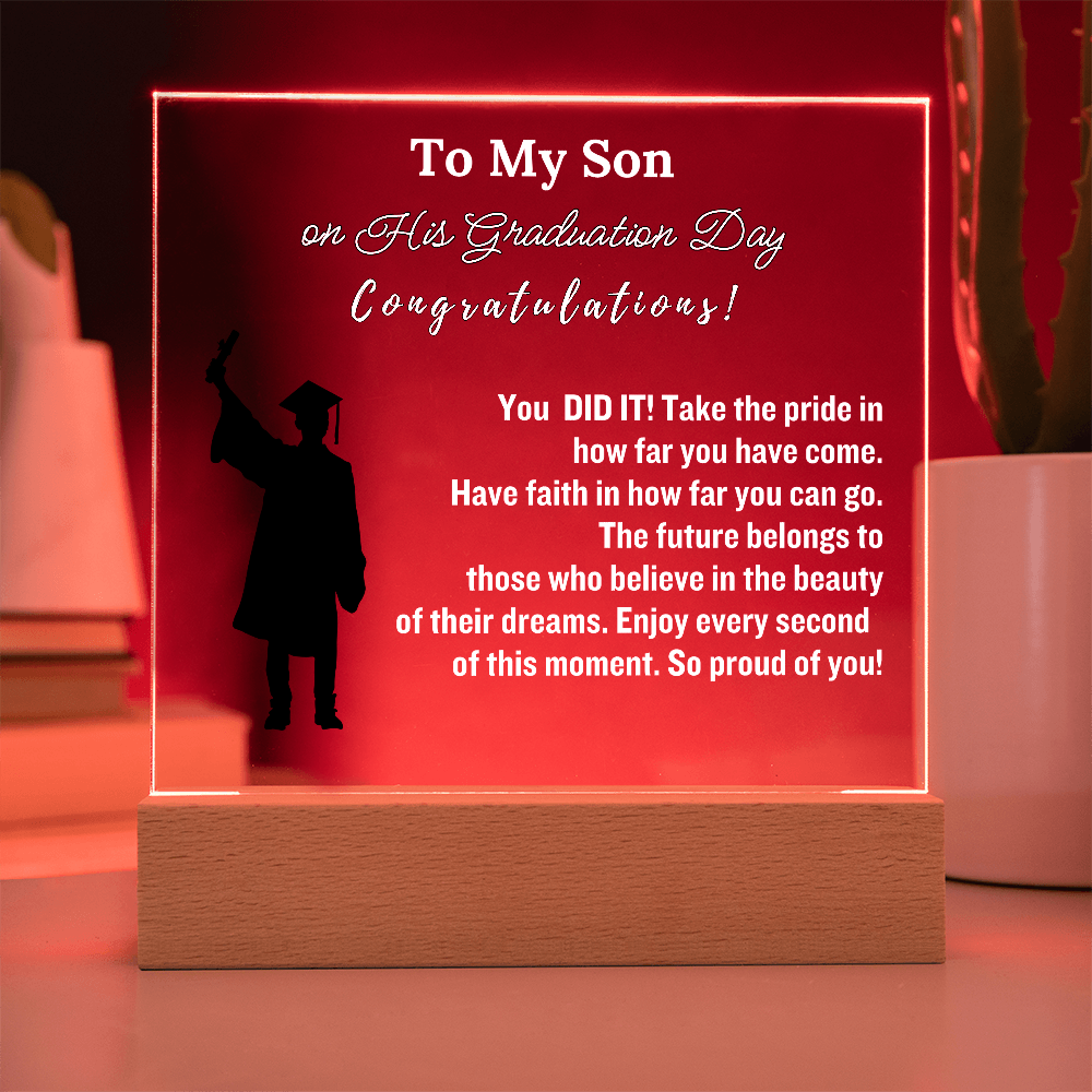 To My Son Congratulations on Your Graduation | Graduation Gift | Acrylic Lamp