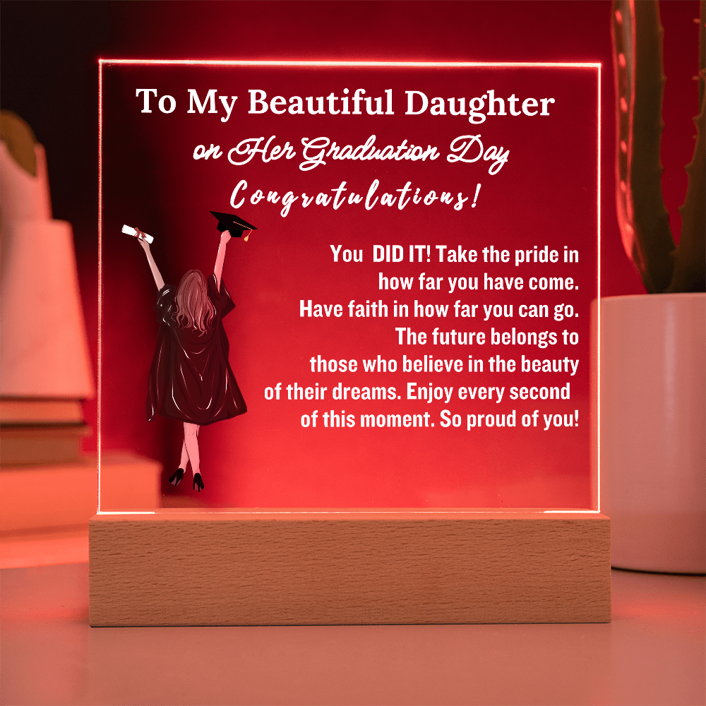 To My Daughter From Dad | Congratulations on Your Graduation | Graduation Gift | Acrylic Lamp