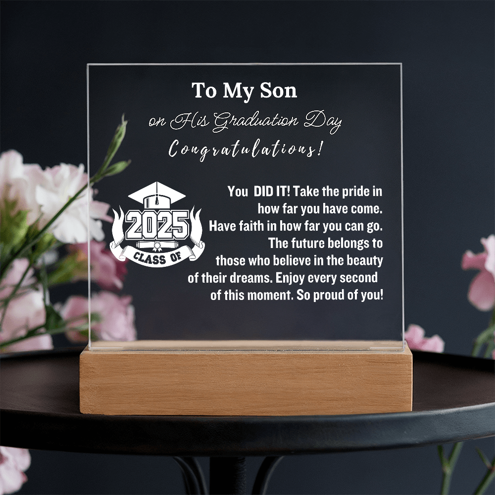 To My Son Congratulations on Your Graduation | Graduation Gift | Acrylic Lamp
