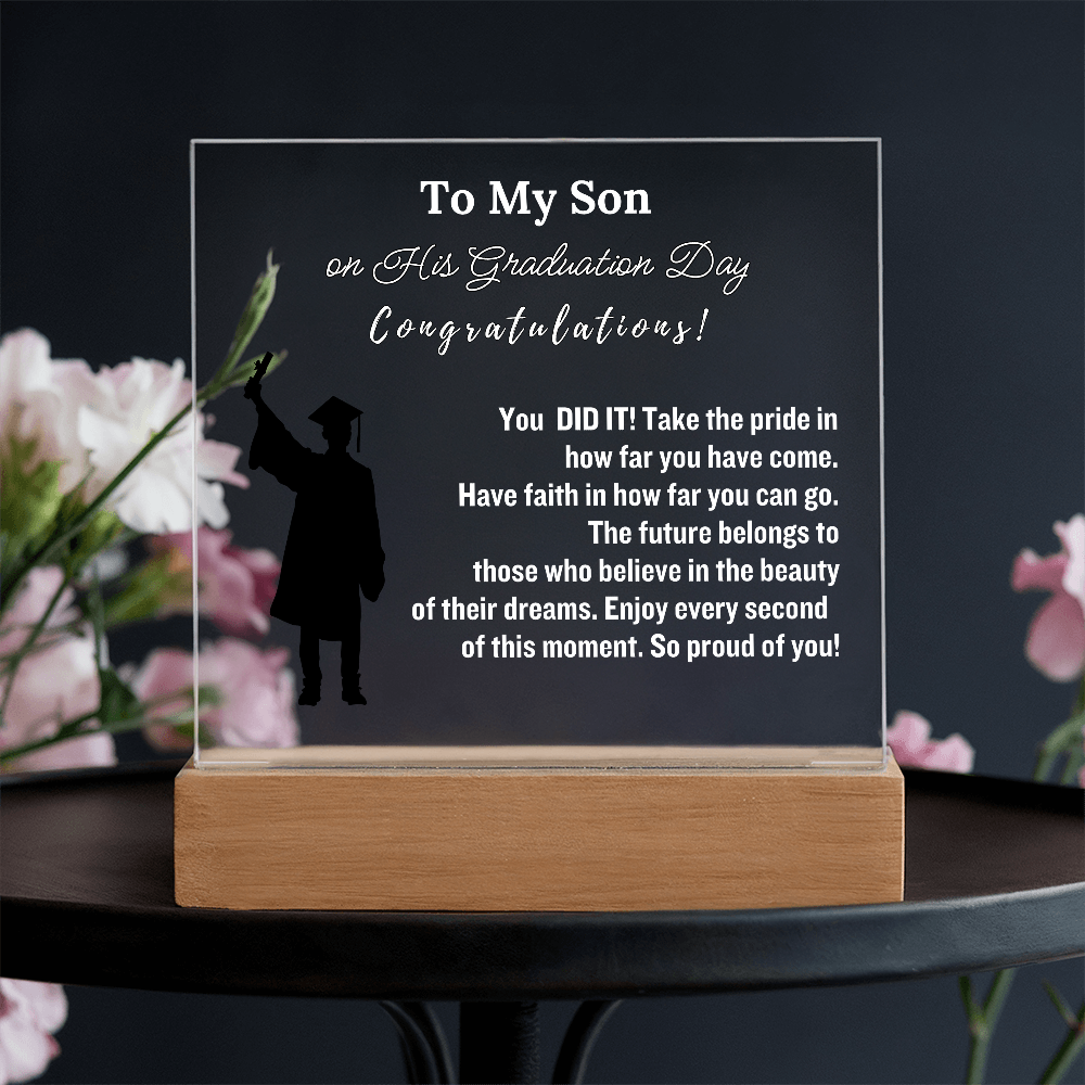 To My Son Congratulations on Your Graduation | Graduation Gift | Acrylic Lamp