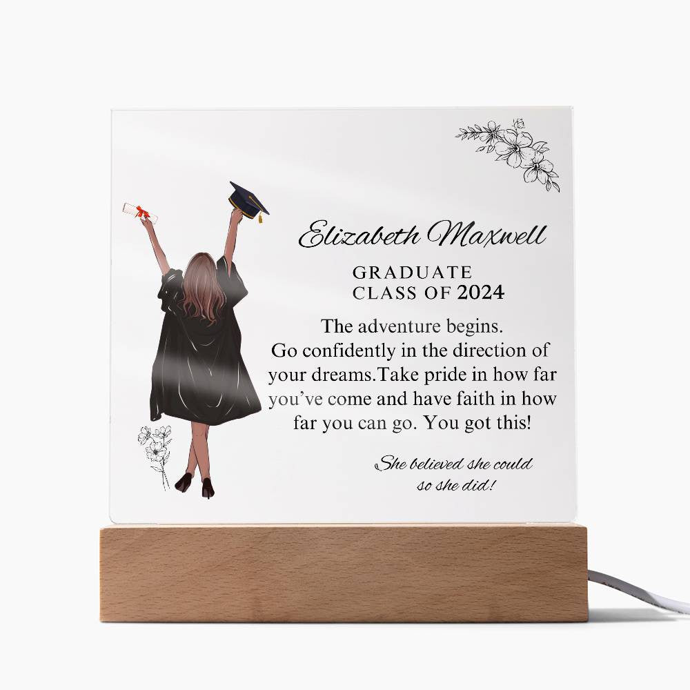 Personalized Graduation Acrylic  Plaque | Go Confidently In The Direction Of Your Dreams | Daughter's Graduation