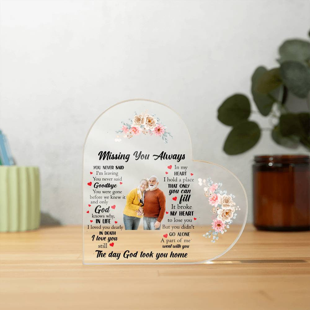 Acrylic Heart Plaque? Missing You Always | Memorial Plaque