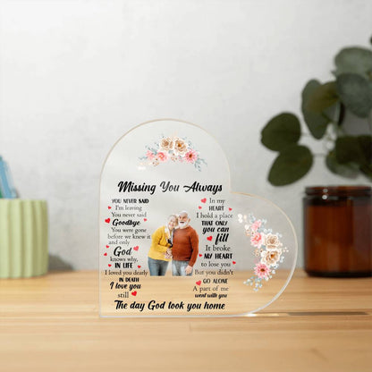 Acrylic Heart Plaque? Missing You Always | Memorial Plaque