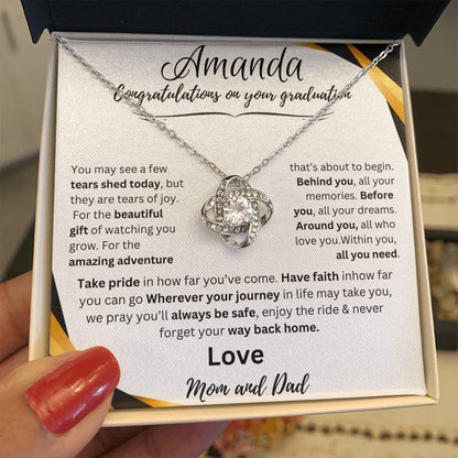 Personalized Graduate Love Knot Necklace |"Take Pride In How Far You’ve Come"
