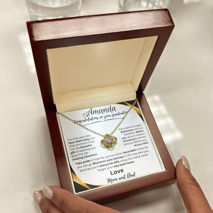 Personalized Graduate Love Knot Necklace |"Take Pride In How Far You’ve Come"