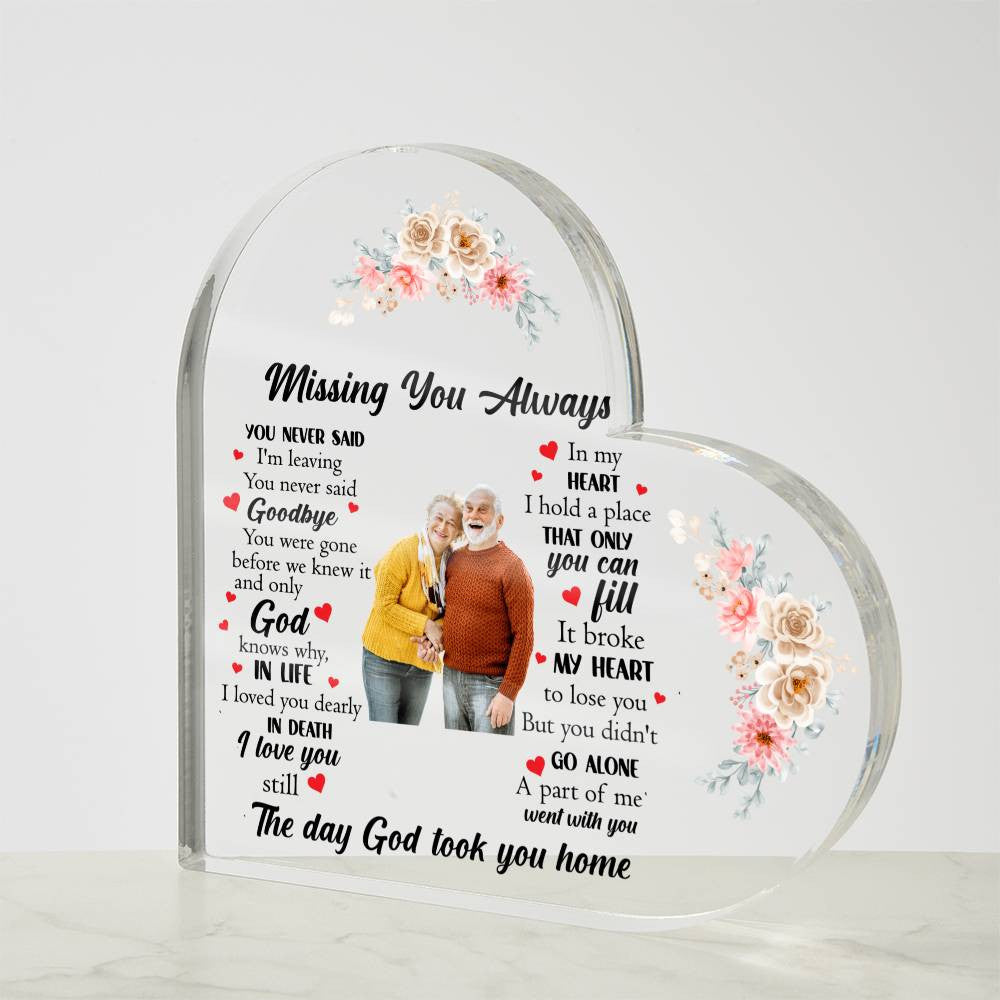 Acrylic Heart Plaque? Missing You Always | Memorial Plaque