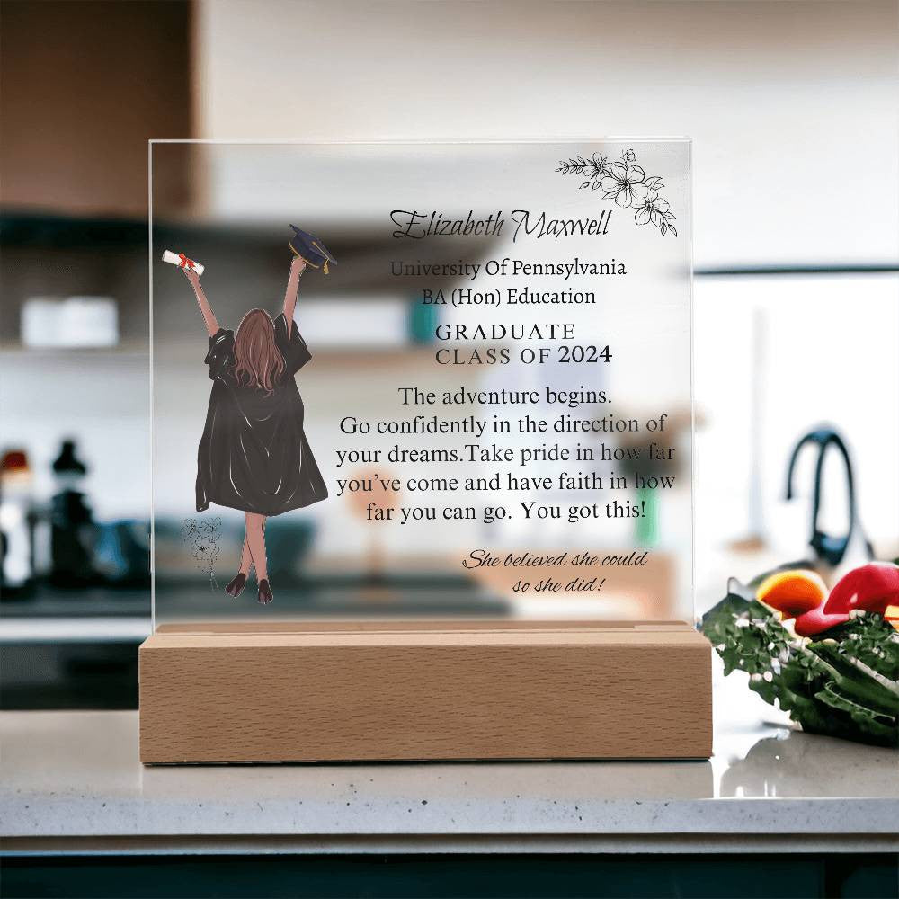 Personalized Graduation Acrylic Plaque | The Adventure begins | Daughter Graduation