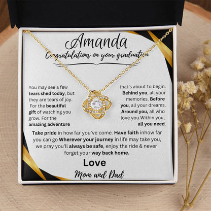 Personalized Graduate Love Knot Necklace |"Take Pride In How Far You’ve Come"