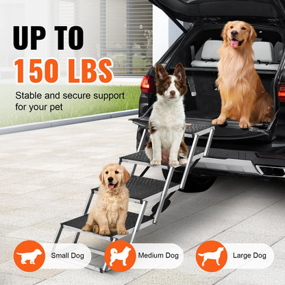 Dog Stair For Cars 4-step Folding Dog Steps Aluminum Loads Up To 150 Lbs