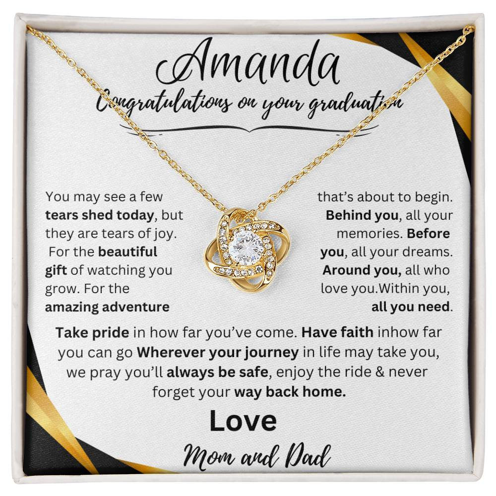 Personalized Graduate Love Knot Necklace |"Take Pride In How Far You’ve Come"