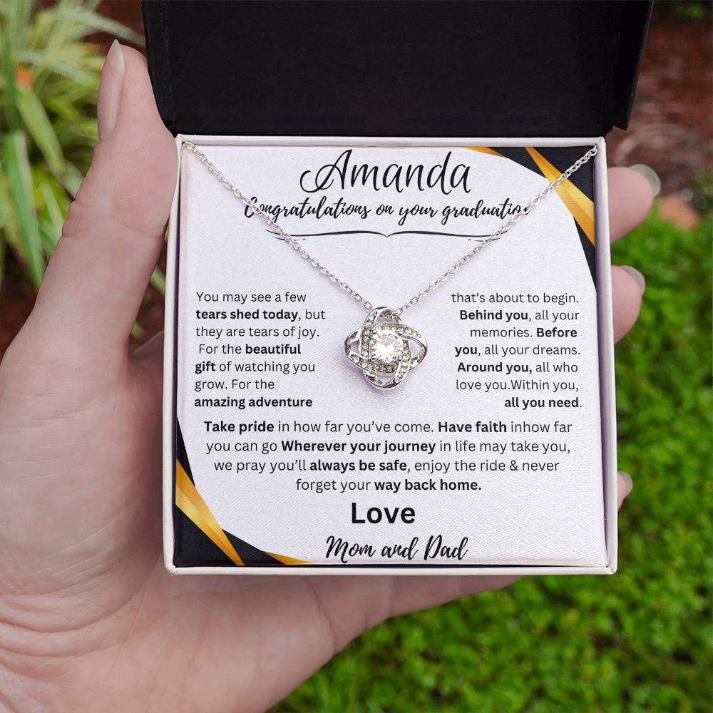 Personalized Graduate Love Knot Necklace |"Take Pride In How Far You’ve Come"