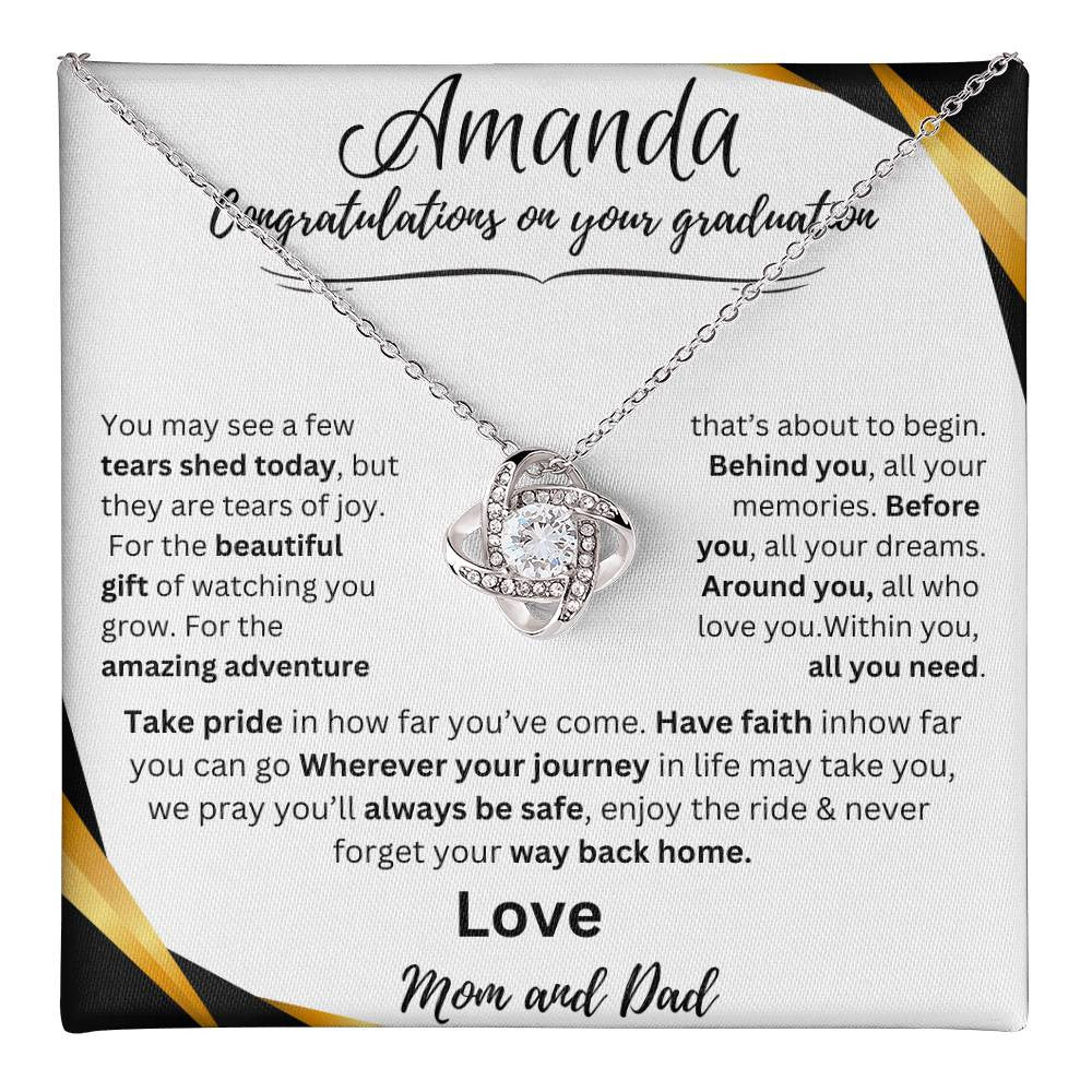 Personalized Graduate Love Knot Necklace |"Take Pride In How Far You’ve Come"