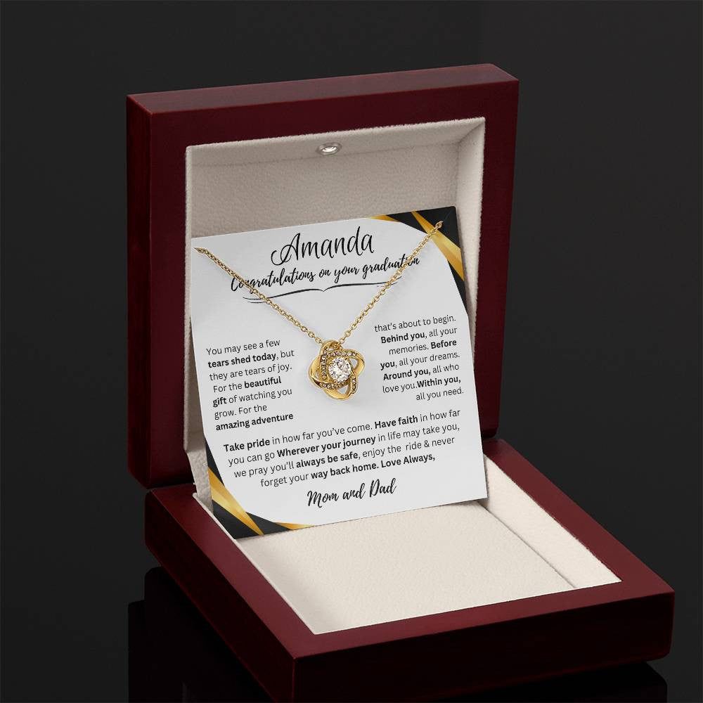 Personalized Graduate Love Knot Necklace |"Take Pride In How Far You’ve Come."| Congratulations!
