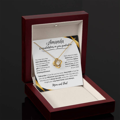 Personalized Graduate Love Knot Necklace |"Take Pride In How Far You’ve Come."| Congratulations!