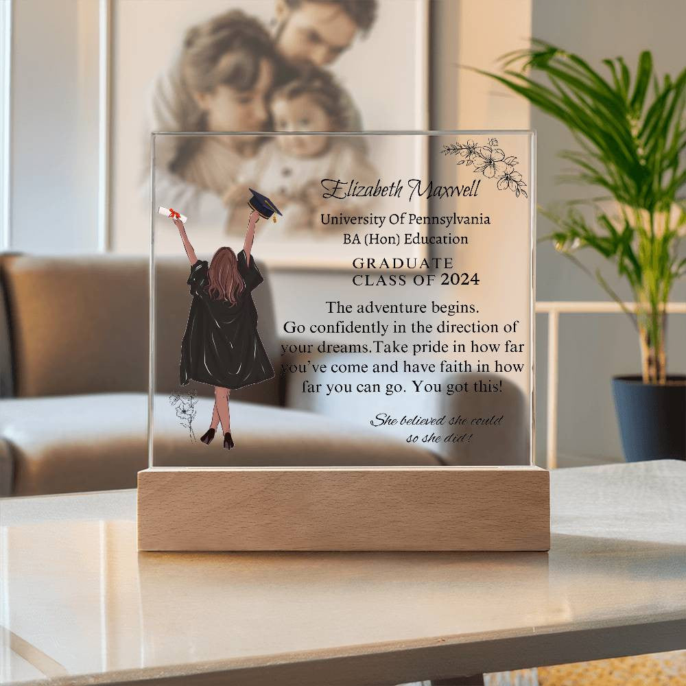 Personalized Graduation Acrylic Plaque | The Adventure begins | Daughter Graduation