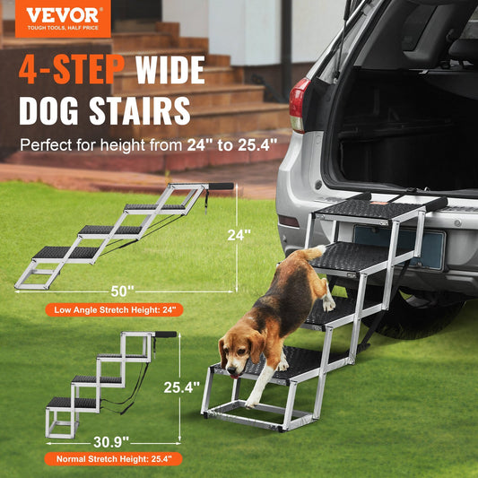 Dog Stair For Cars 4-step Folding Dog Steps Aluminum Loads Up To 150 Lbs