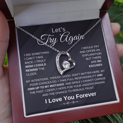 "' Try Again" Forever Love Heart Necklace