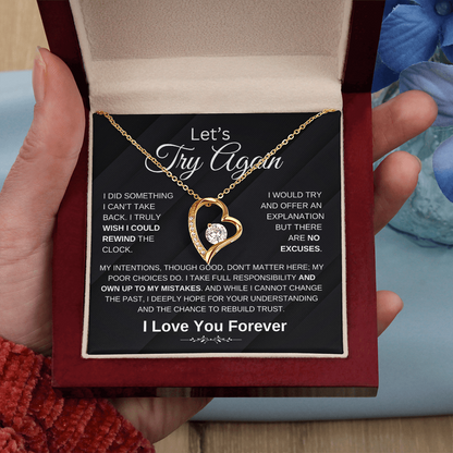 "' Try Again" Forever Love Heart Necklace