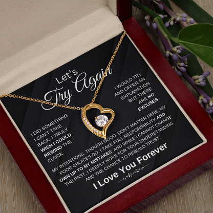 "' Try Again" Forever Love Heart Necklace
