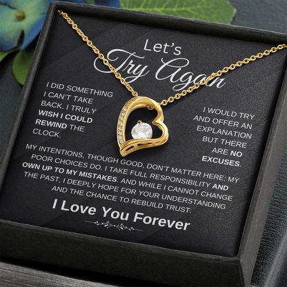 "' Try Again" Forever Love Heart Necklace