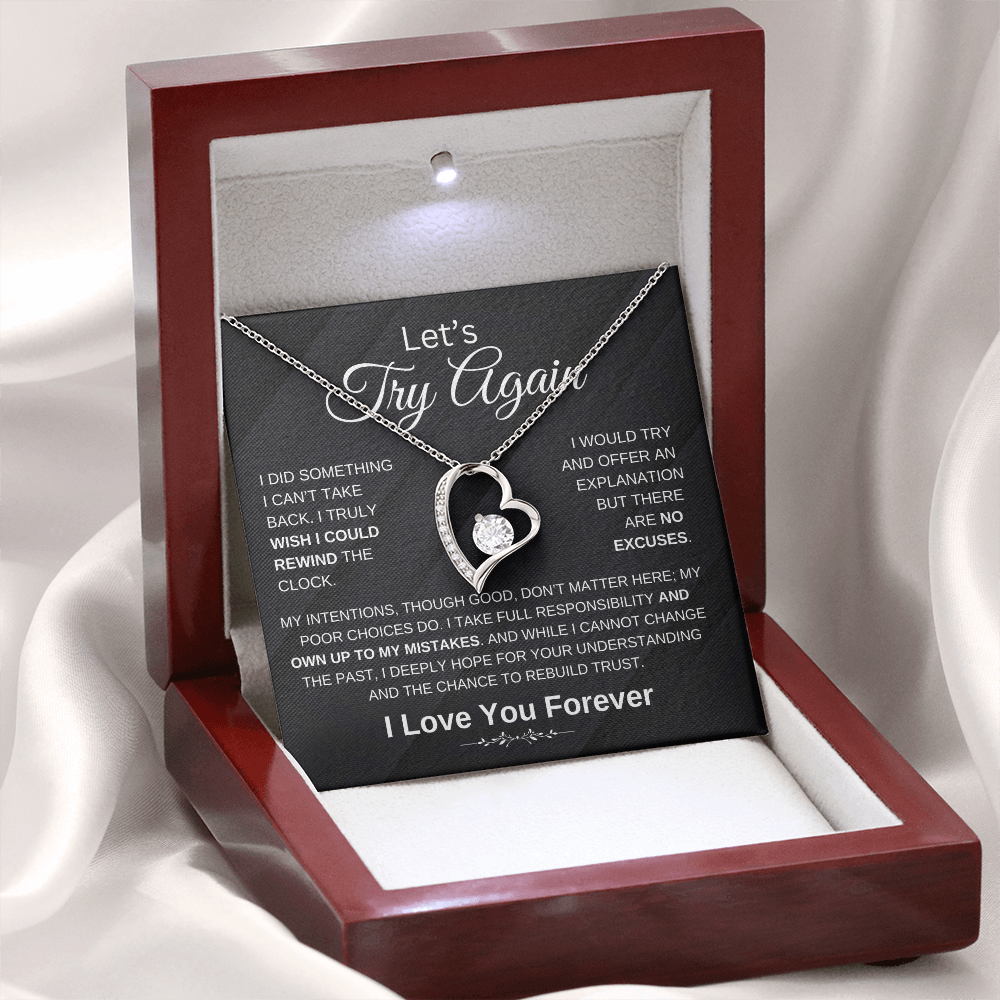 "' Try Again" Forever Love Heart Necklace