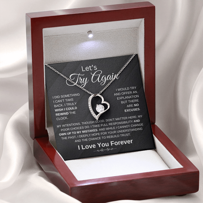 "' Try Again" Forever Love Heart Necklace