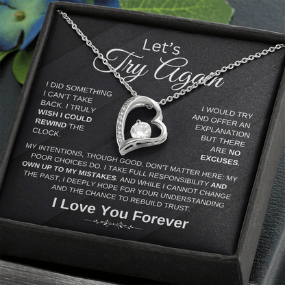 "' Try Again" Forever Love Heart Necklace