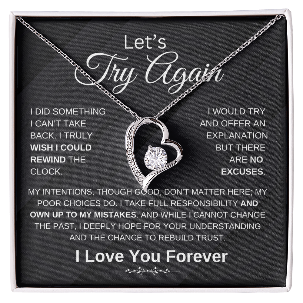 "' Try Again" Forever Love Heart Necklace