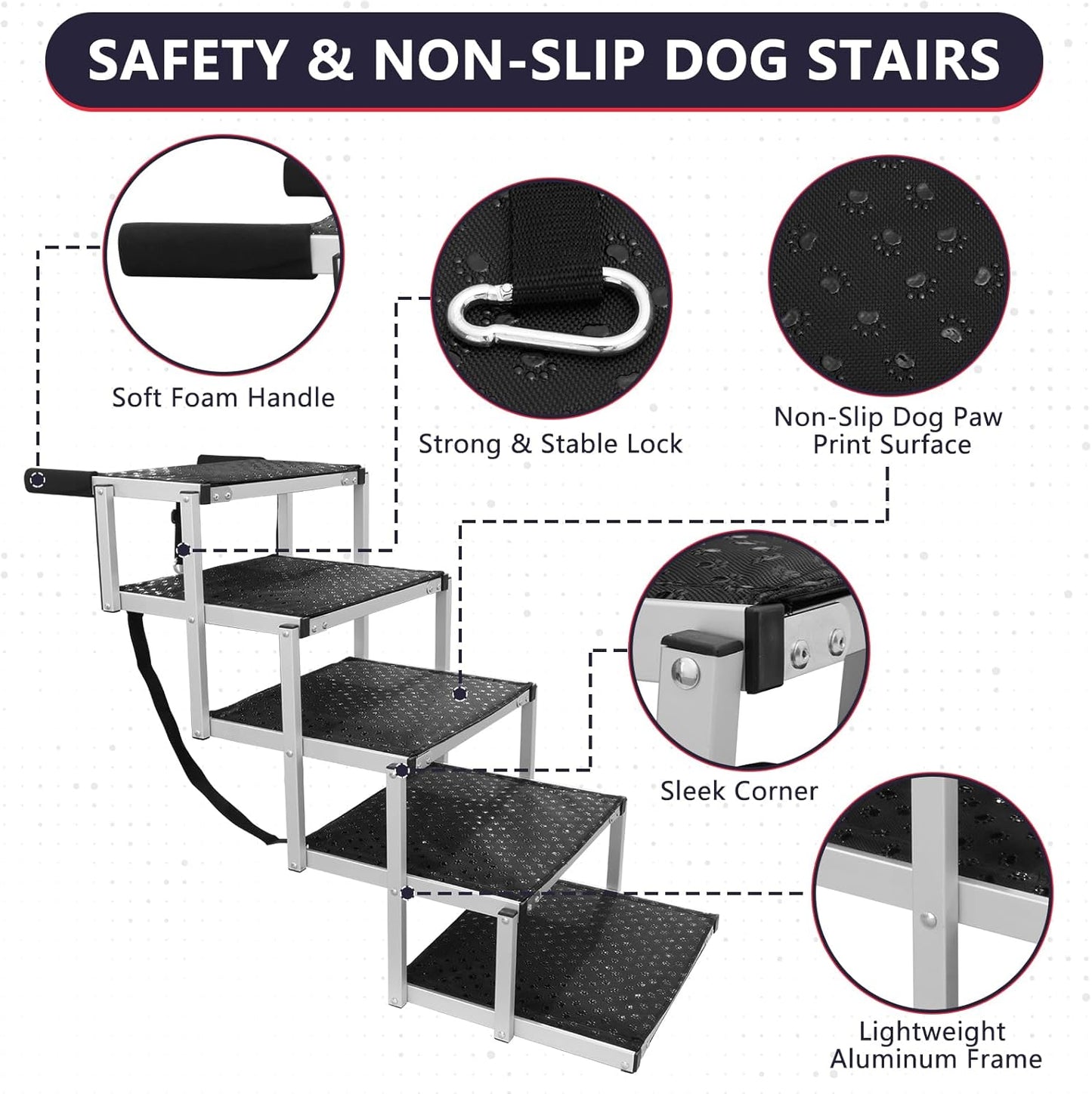 Foldable Dog Stairs for Cars