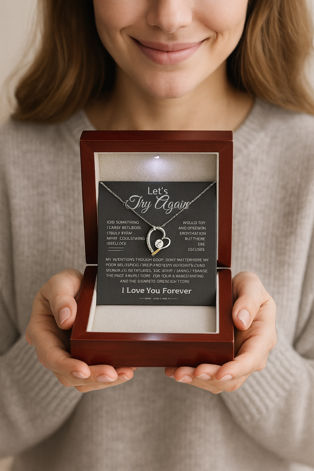 "' Try Again" Forever Love Heart Necklace