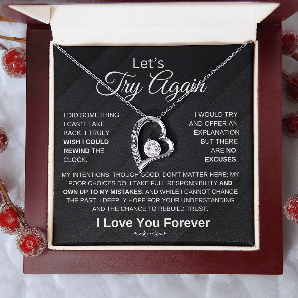 "' Try Again" Forever Love Heart Necklace