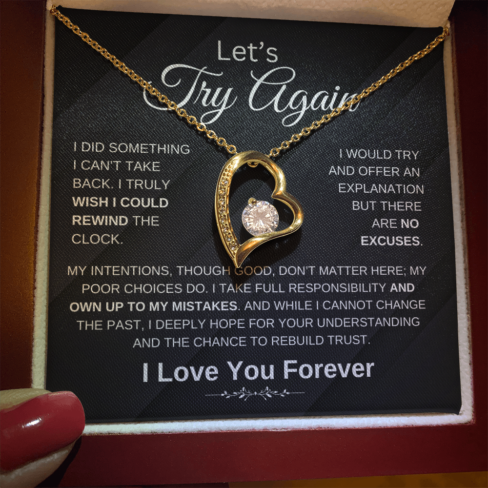 "' Try Again" Forever Love Heart Necklace