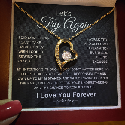 "' Try Again" Forever Love Heart Necklace