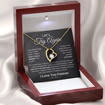 "' Try Again" Forever Love Heart Necklace