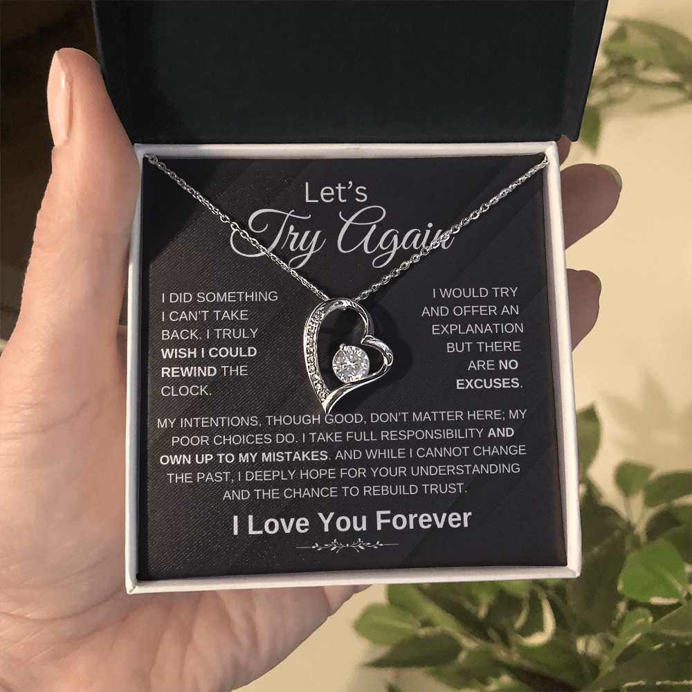 "' Try Again" Forever Love Heart Necklace