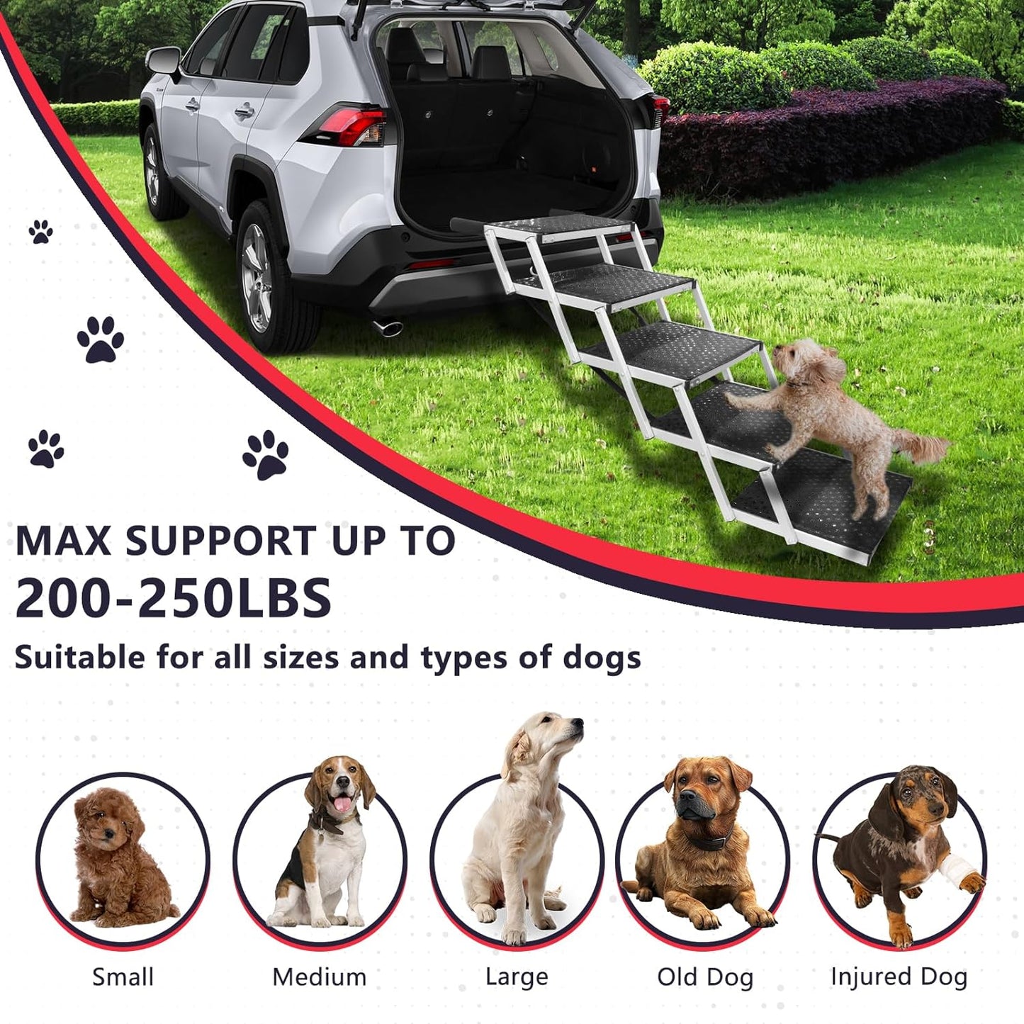 Foldable Dog Stairs for Cars